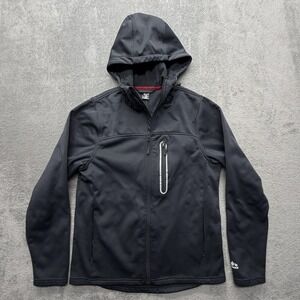 RBX‎ Jacket Mens Small Black Hooded Softshell Full Zip Fleece Lined Running Gym